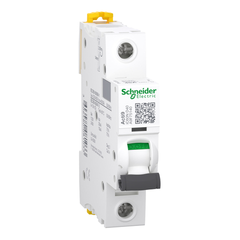Disjuntor miniatura Schneider A9F75140 (MCB), Acti9 iC60N, 1P, 40A, curva D, 6000A (IEC/EN 60898-1), 10kA (IEC/EN 60947-2)
