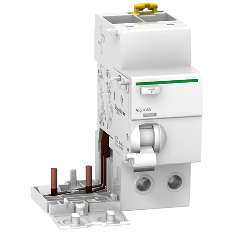 Dispositivo de corrente residual adicional Schneider A9V31263, Acti9 Vigi iC60, 2P, 63A, tipo A-SI, instant&acirc;neo, 30mA, 230...240VAC
