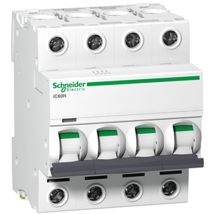 Schneider A9F54406 Acti9 iC60H 4P 6A C Miniature Circuit breaker